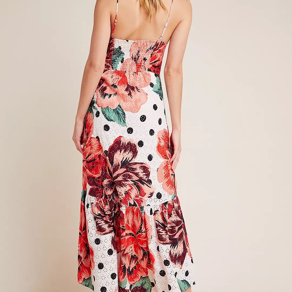 Farm Rio Anthropology Red floral Eyelet Riviera Maxi dress. NEW w/ tags . SZ. 8 - Picture 6 of 8
